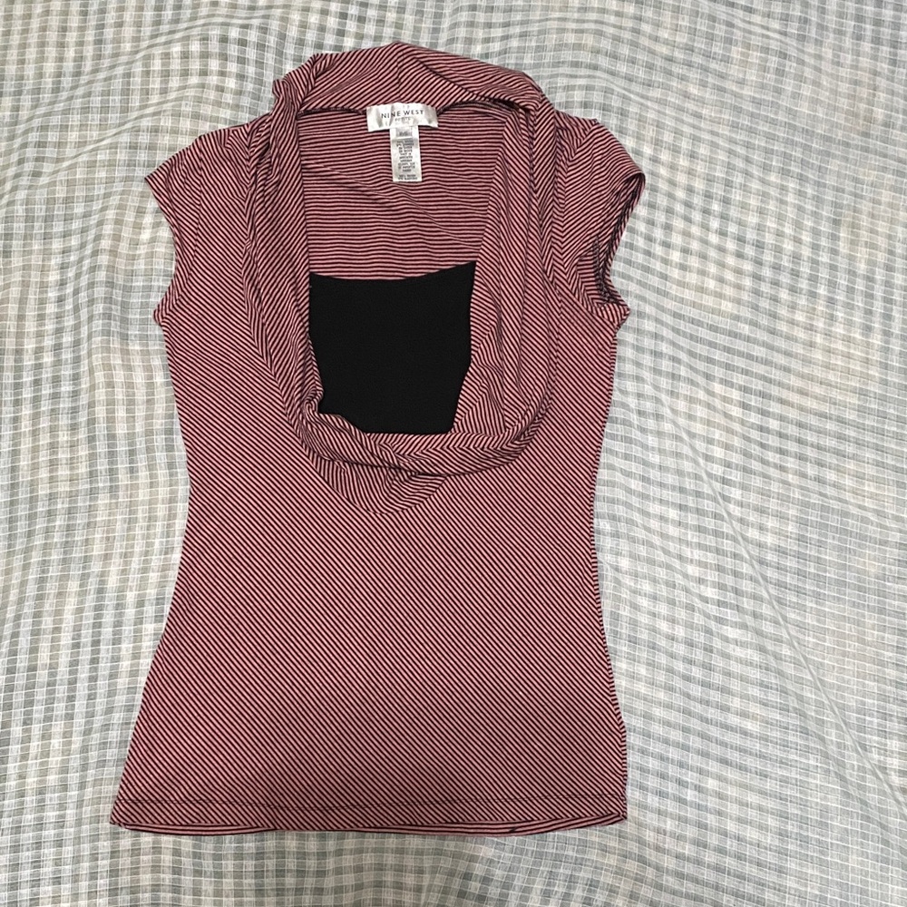 Nine West Striped Cowl Neck Top